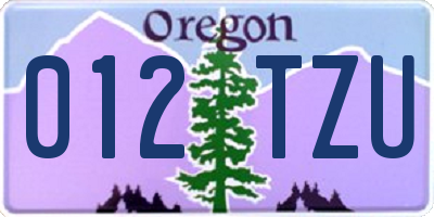 OR license plate 012TZU