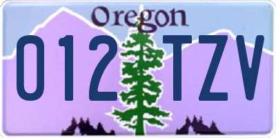 OR license plate 012TZV