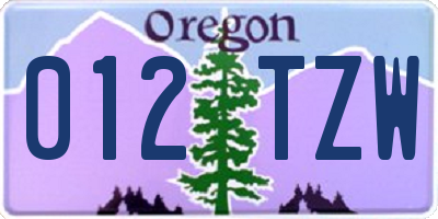 OR license plate 012TZW