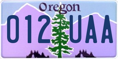 OR license plate 012UAA