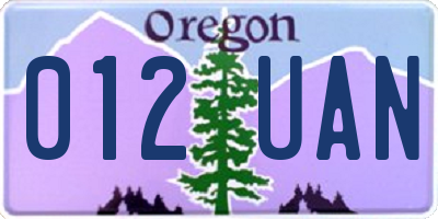 OR license plate 012UAN