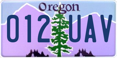 OR license plate 012UAV