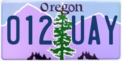 OR license plate 012UAY