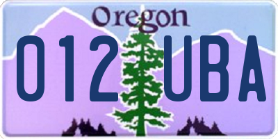 OR license plate 012UBA