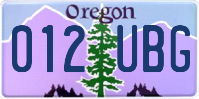 OR license plate 012UBG