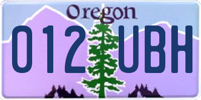 OR license plate 012UBH