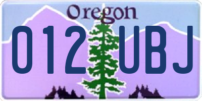 OR license plate 012UBJ