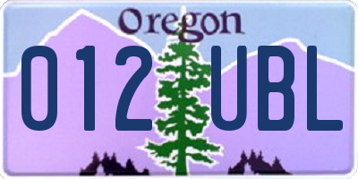 OR license plate 012UBL