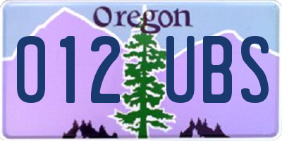 OR license plate 012UBS