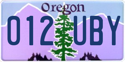OR license plate 012UBY