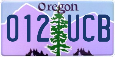 OR license plate 012UCB