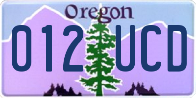 OR license plate 012UCD