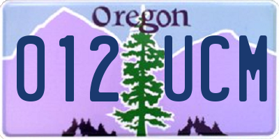 OR license plate 012UCM