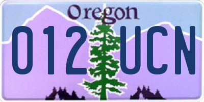 OR license plate 012UCN