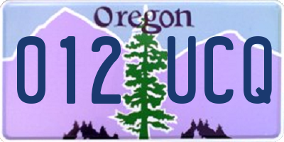 OR license plate 012UCQ