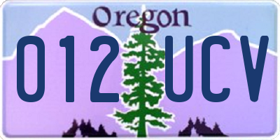 OR license plate 012UCV
