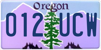 OR license plate 012UCW