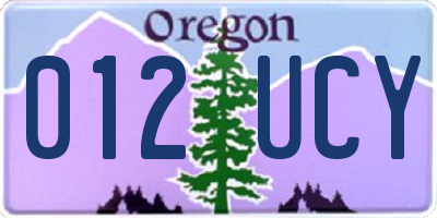 OR license plate 012UCY
