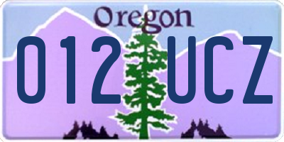 OR license plate 012UCZ