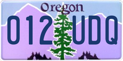 OR license plate 012UDQ