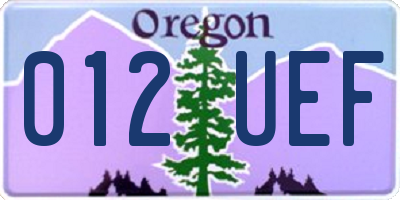 OR license plate 012UEF