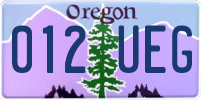 OR license plate 012UEG
