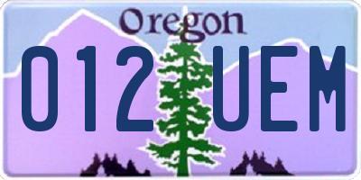 OR license plate 012UEM