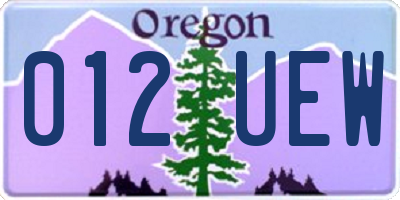 OR license plate 012UEW