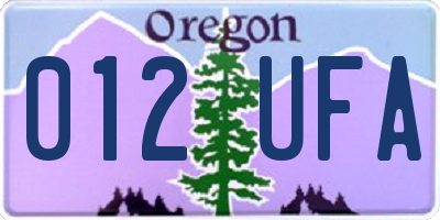 OR license plate 012UFA