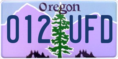 OR license plate 012UFD