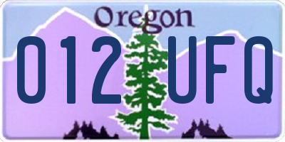 OR license plate 012UFQ