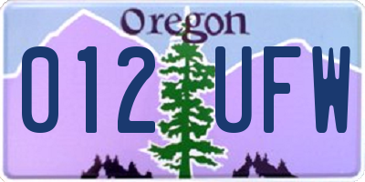 OR license plate 012UFW