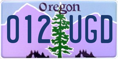 OR license plate 012UGD