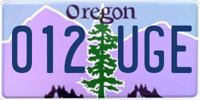 OR license plate 012UGE