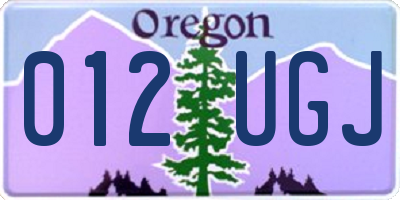 OR license plate 012UGJ