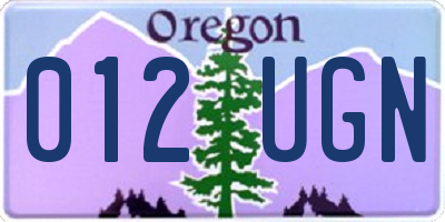 OR license plate 012UGN