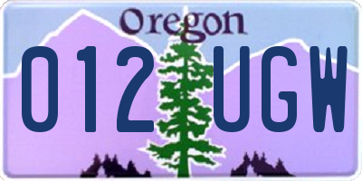 OR license plate 012UGW