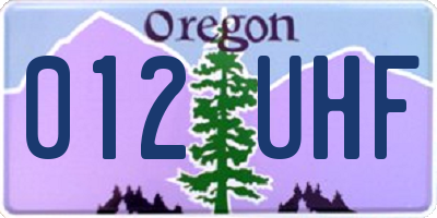 OR license plate 012UHF