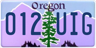 OR license plate 012UIG