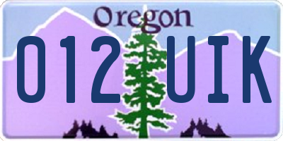 OR license plate 012UIK