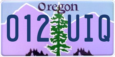 OR license plate 012UIQ