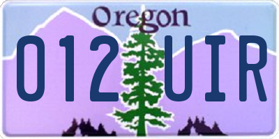 OR license plate 012UIR