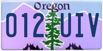 OR license plate 012UIV