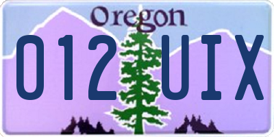 OR license plate 012UIX