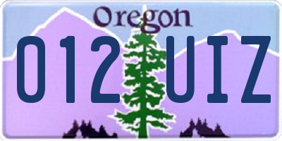 OR license plate 012UIZ