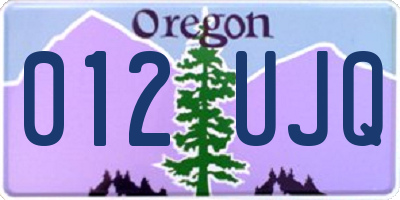 OR license plate 012UJQ