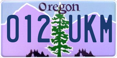 OR license plate 012UKM