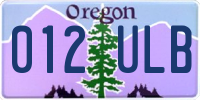 OR license plate 012ULB