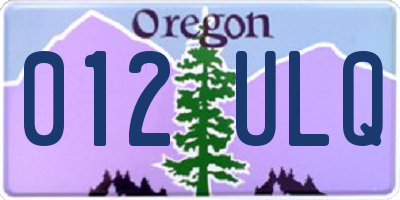 OR license plate 012ULQ