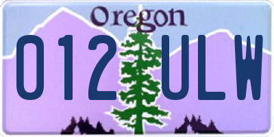 OR license plate 012ULW